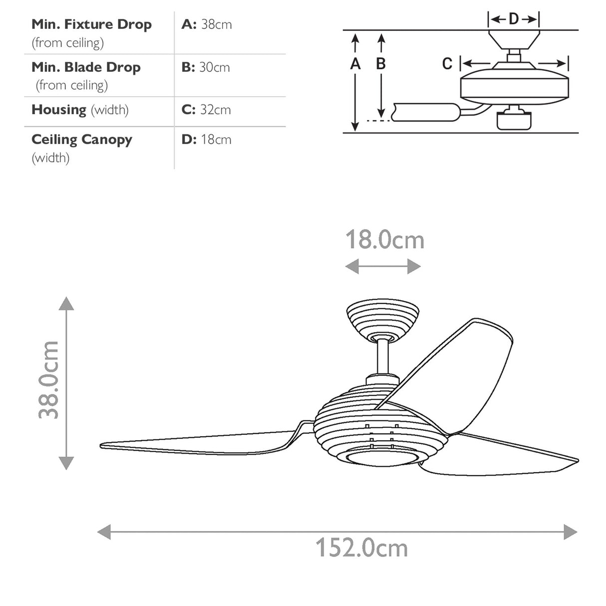 Voya 60in Ceiling Fan with Light - Brushed Stainless Steel