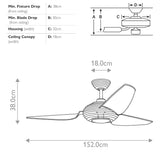 Voya 60in Ceiling Fan with Light - Brushed Stainless Steel