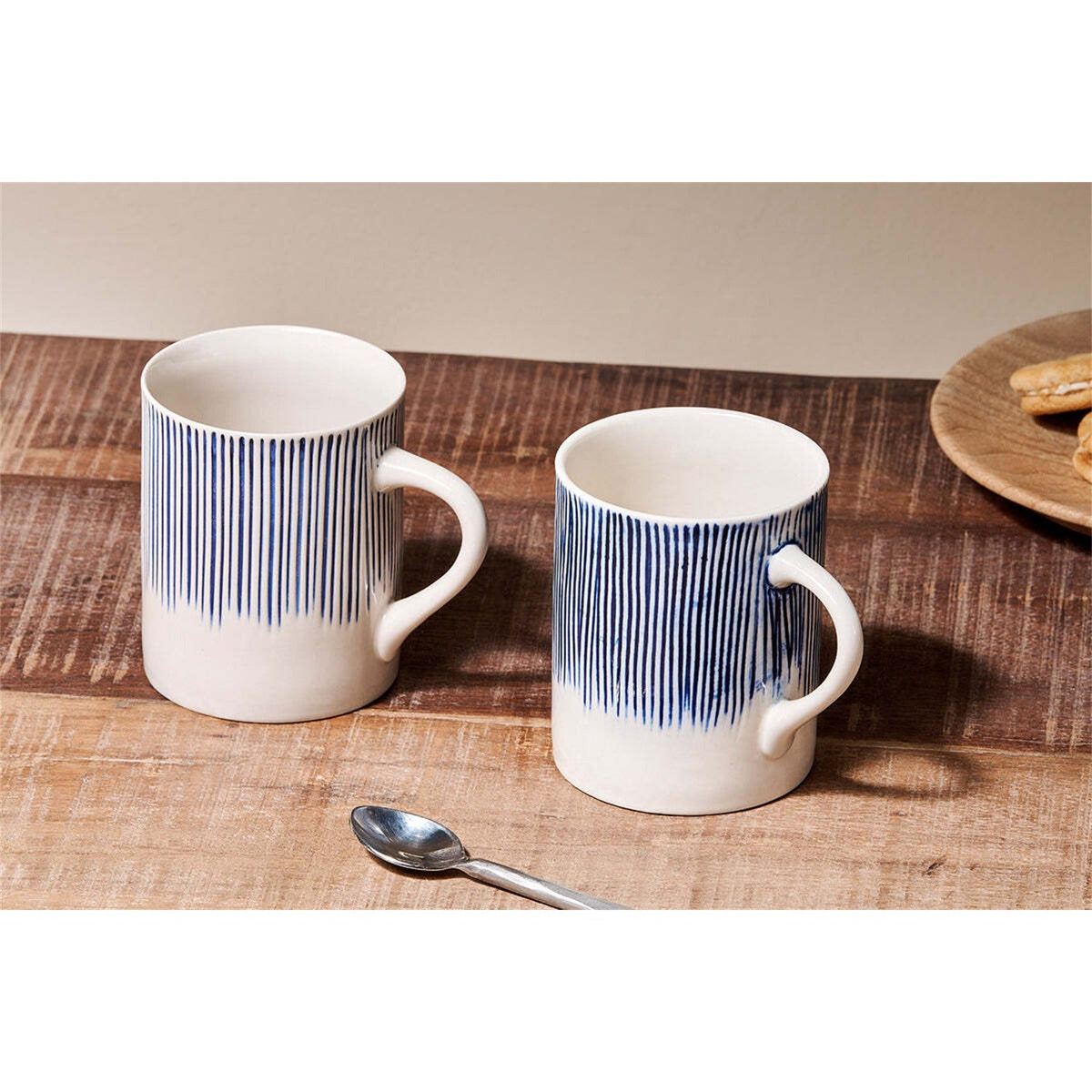 Karuma Large Ceramic Mug - Blue & White - Set of 2