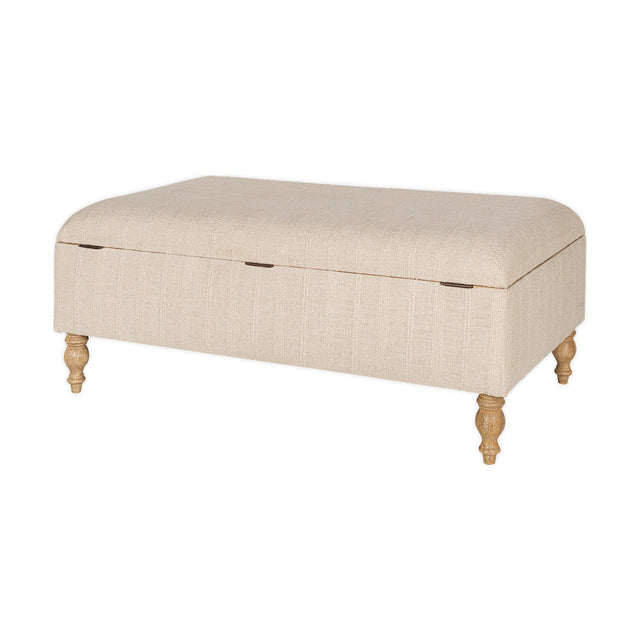 Kiana Cotton & Linen Storage Ottoman - Natural