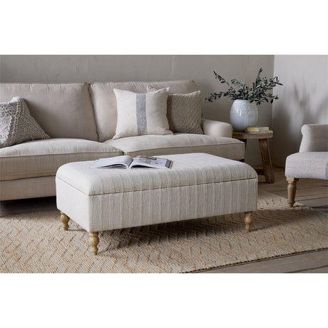 Kiana Cotton & Linen Storage Ottoman - Natural