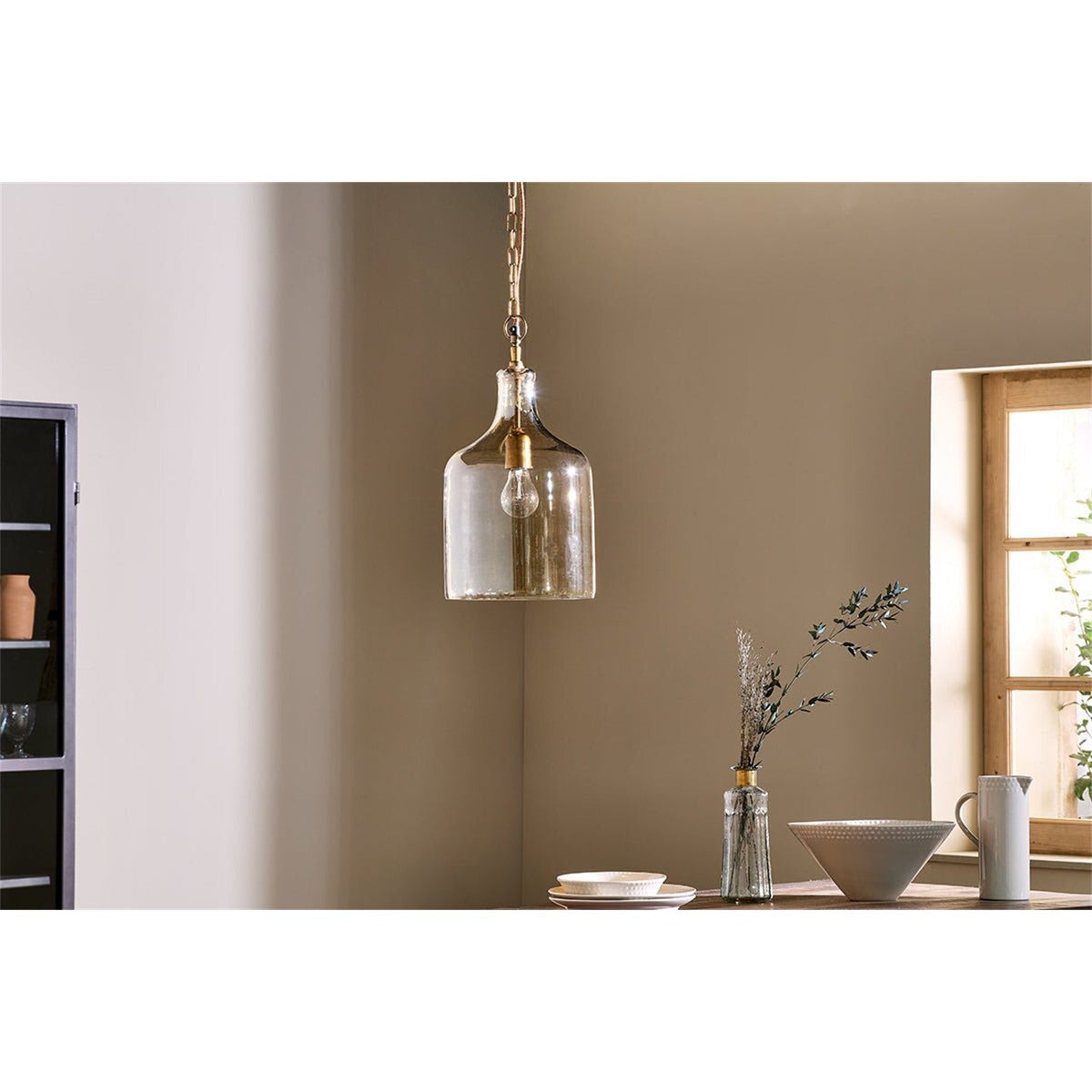 Kalsi Small Recycled Glass Pendant Light - Lustre