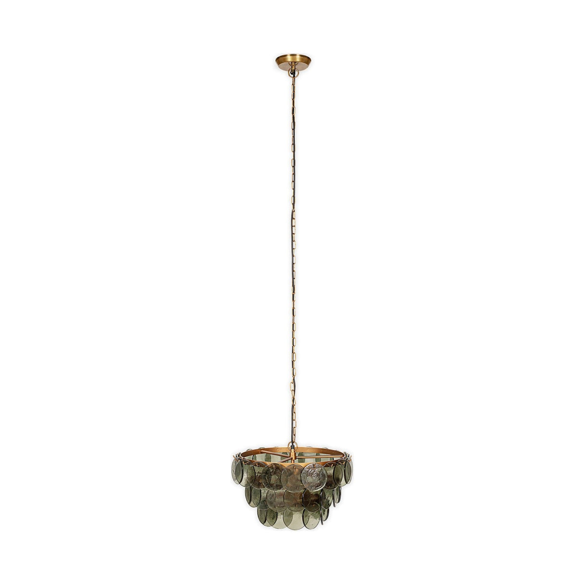 Kagitha Small 3 Light Recycled Glass Chandelier - Green
