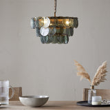 Kagitha Small 3 Light Recycled Glass Chandelier - Green