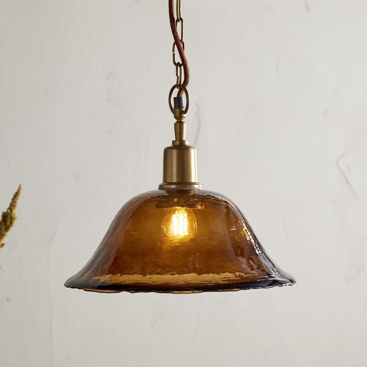Keju Recycled Glass Pendant Light - Dark Amber