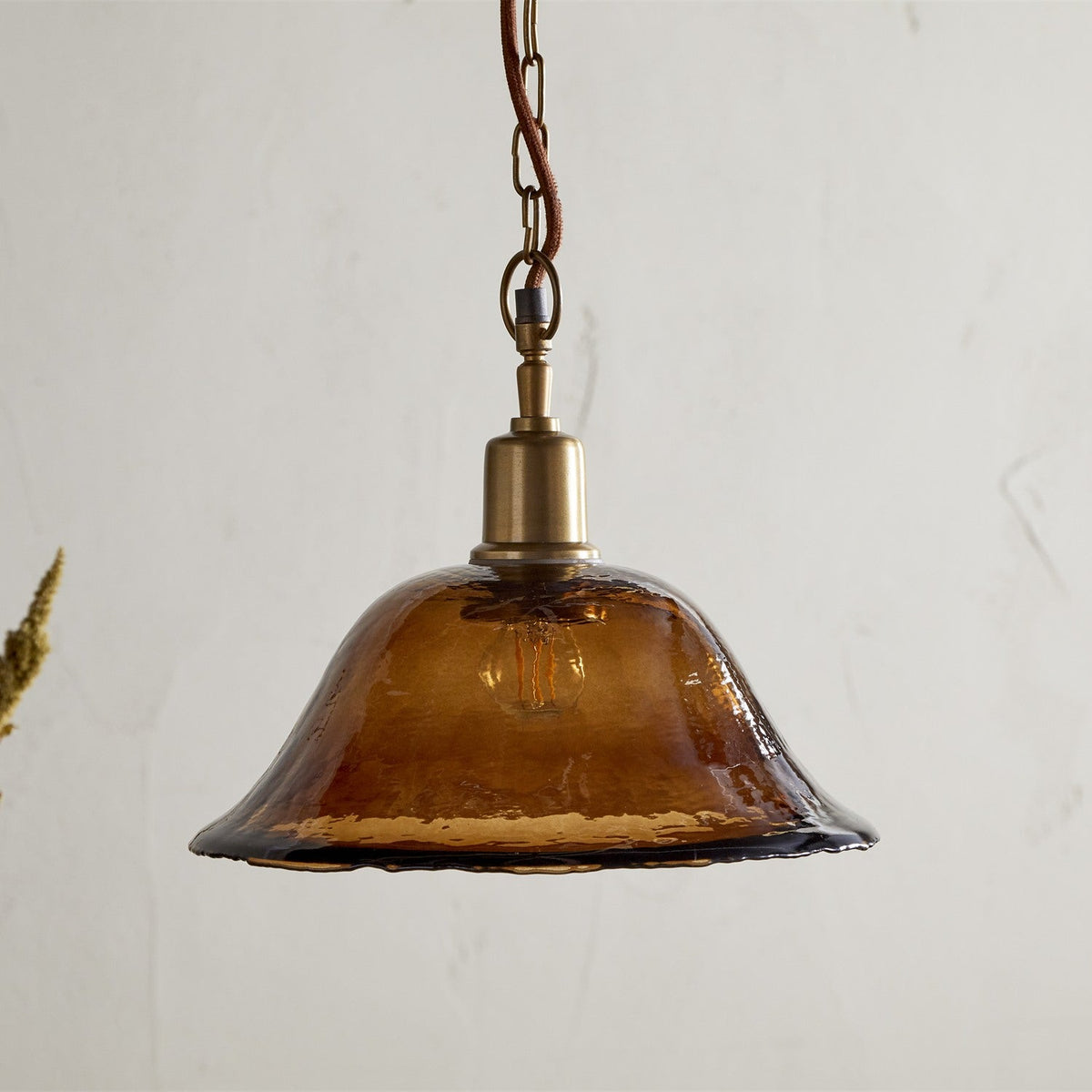 Keju Recycled Glass Pendant Light - Dark Amber