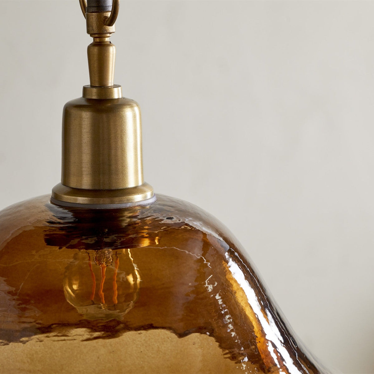Keju Recycled Glass Pendant Light - Dark Amber