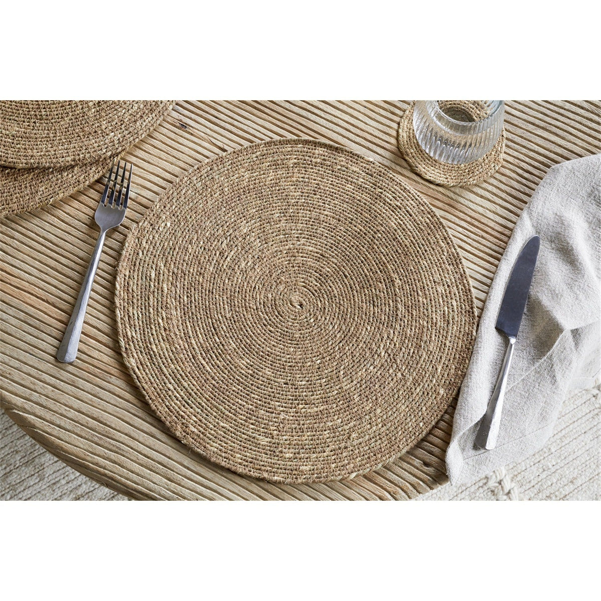 Keso Round Woven Placemats - Brown - Set of 4