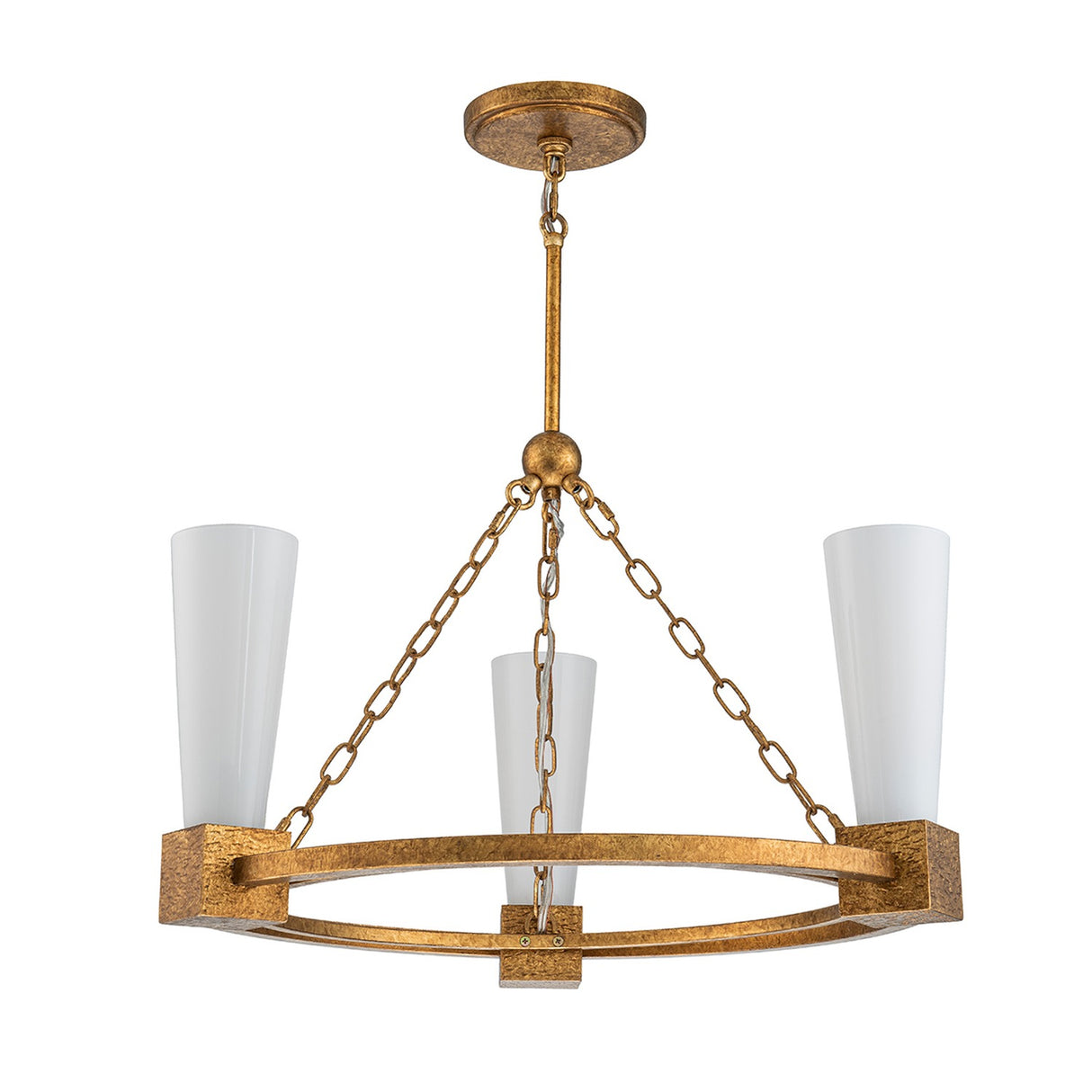 Kristy 3 Light Chandelier - Distressed Gold