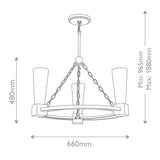 Kristy 3 Light Chandelier - Distressed Gold