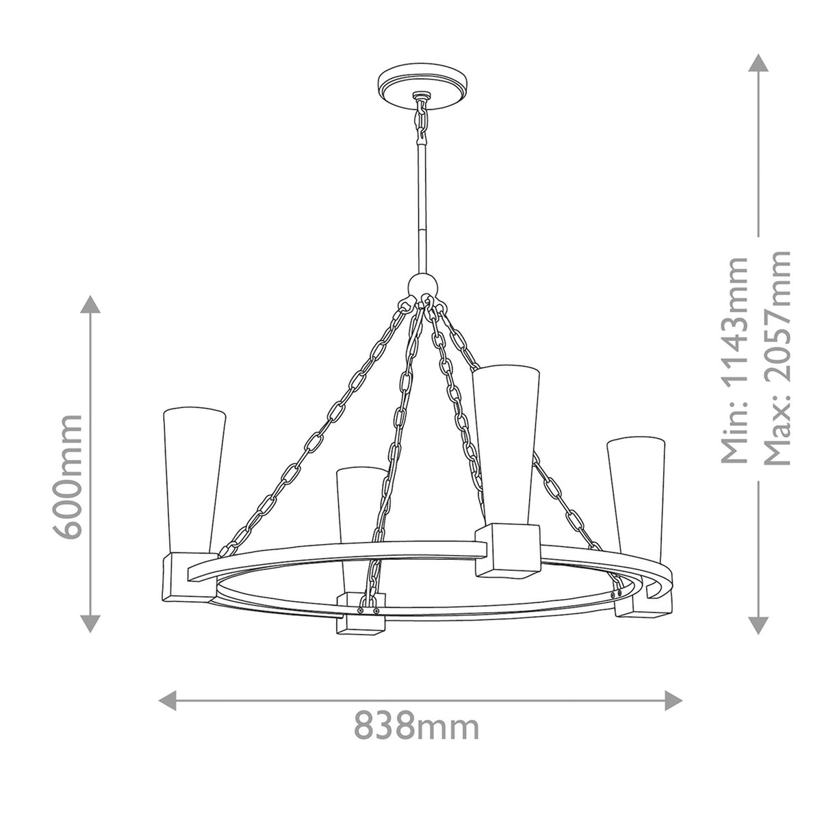 Kristy 4 Light Chandelier - Distressed Gold