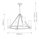 Kristy 4 Light Chandelier - Distressed Gold
