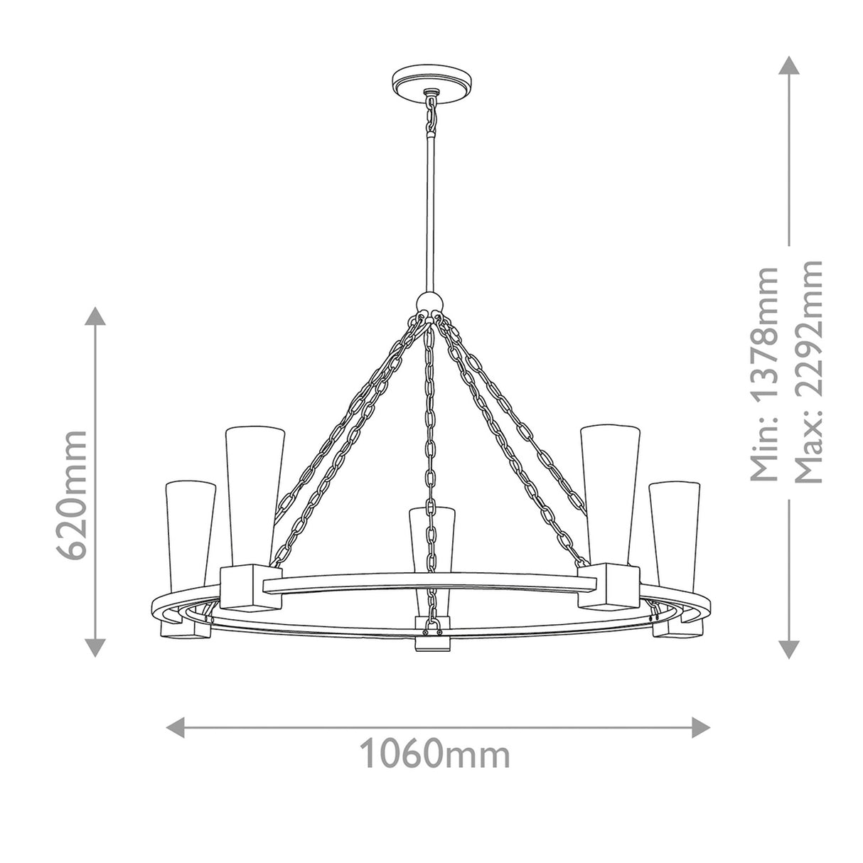 Kristy 5 Light Chandelier - Distressed Gold
