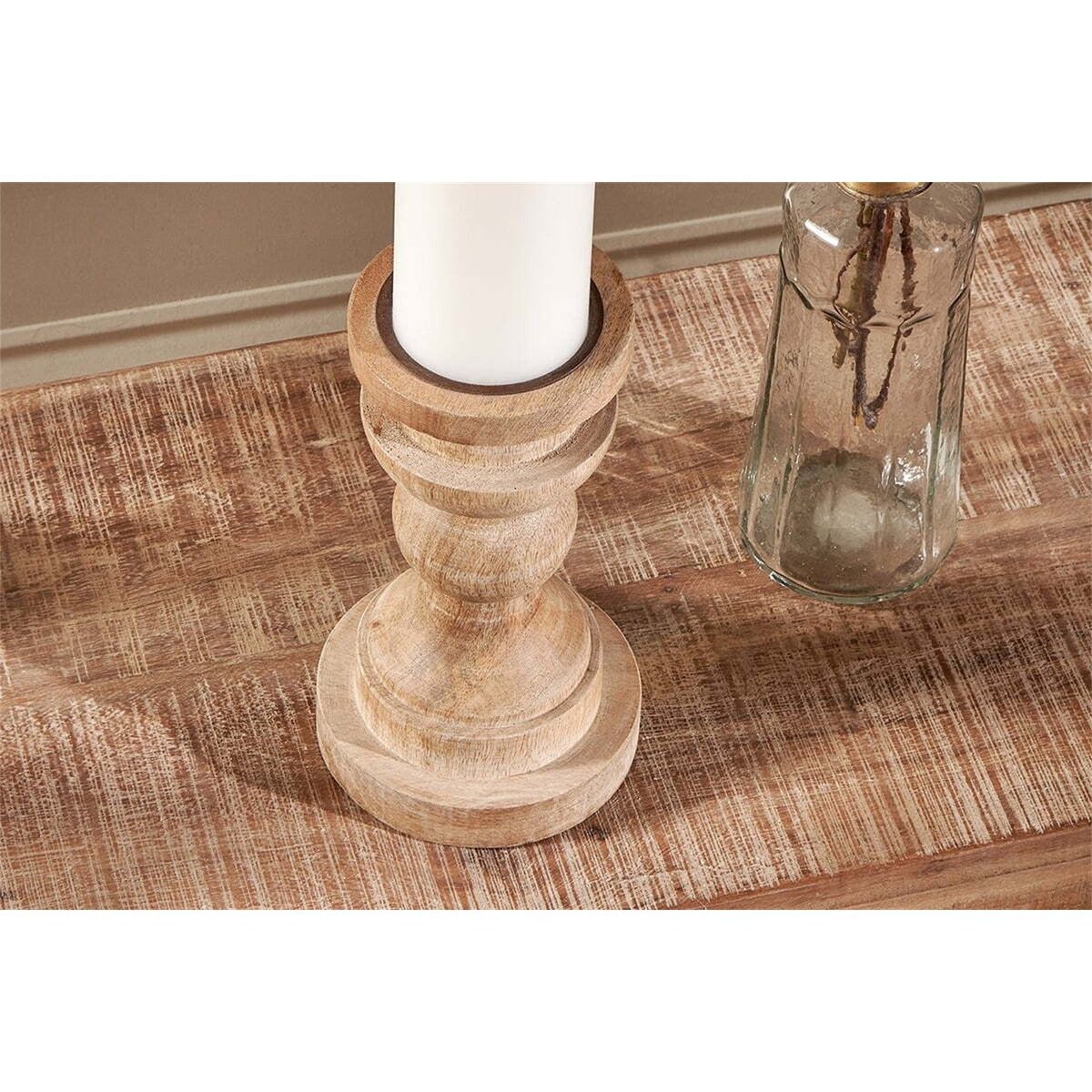 Kibibi Mango Wood Candlestick - Natural
