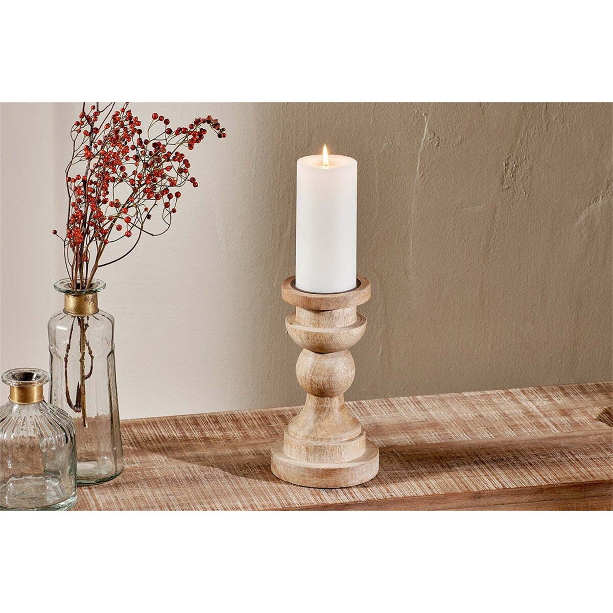 Kibibi Mango Wood Candlestick - Natural