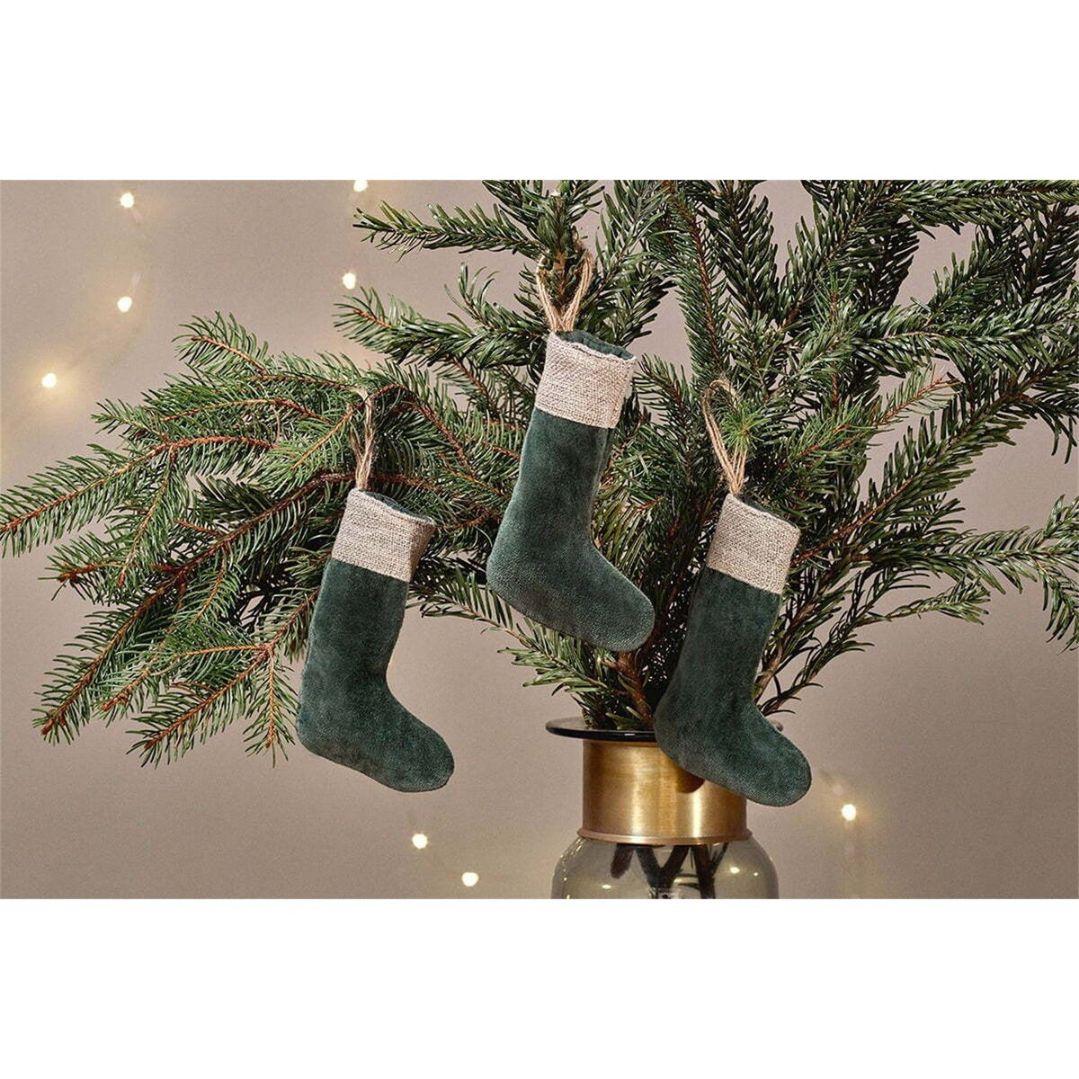 Karru Mini Christmas Stocking - Forest Green - Set of 3