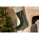 Karru Cotton Velvet Christmas Stocking - Forest Green