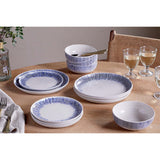 Karuma Stoneware Dinner Set - Blue & White - Set of 12