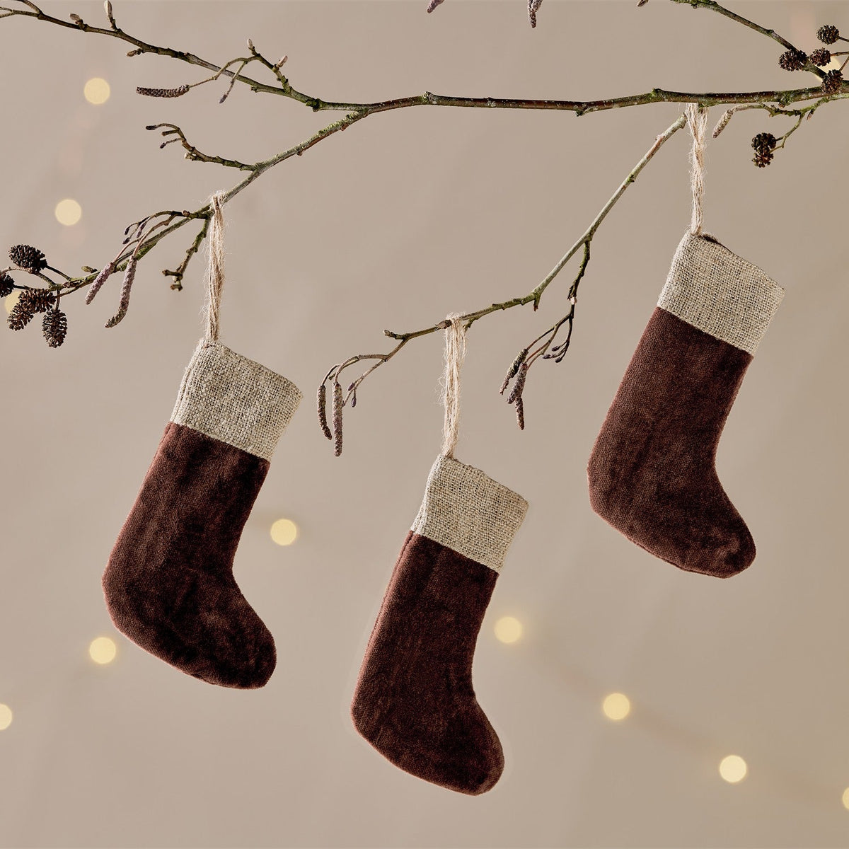 Karru Mini Christmas Stocking - Rich Mocha - Set of 3