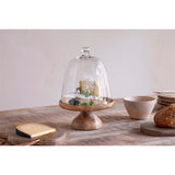 Kannati Mango Wood & Glass Domed Cake Stand - Clear