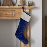 Karru Cotton Velvet Christmas Stocking - Indigo