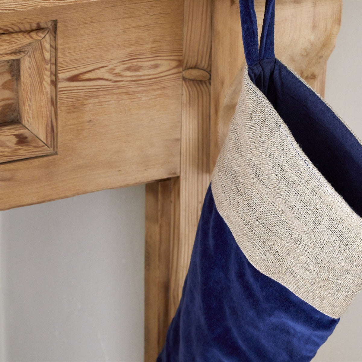Karru Cotton Velvet Christmas Stocking - Indigo