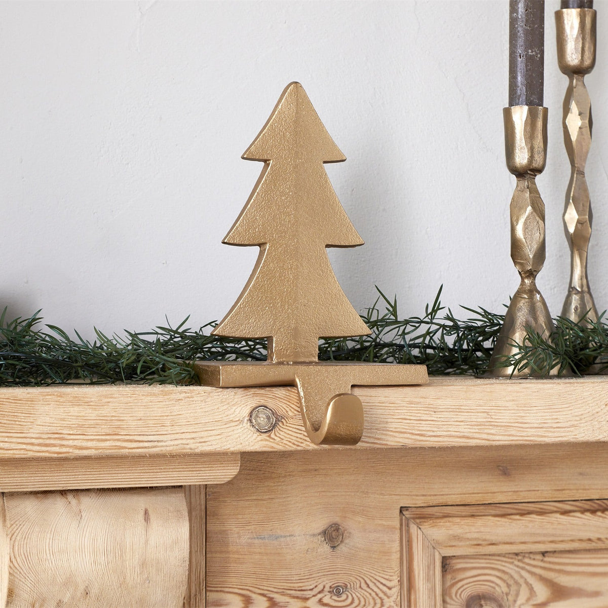 Kotta Tree Christmas Stocking Holder - Antique Brass