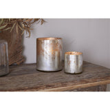 Kunjari Small Glass Tealight Holder - Rustic Gold