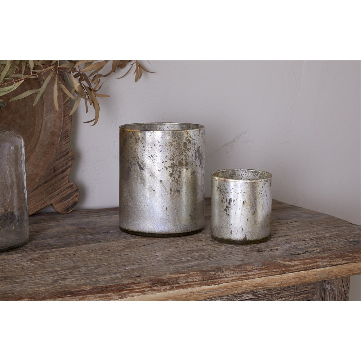Kunjari Large Glass Tealight Holder - Rustic Gold
