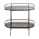 Karoko 2 Tier Oval Marble Side Table - Black