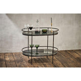 Karoko 2 Tier Oval Marble Side Table - Black