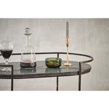 Karoko 2 Tier Oval Marble Side Table - Black