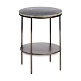 Karoko 2 Tier Round Marble Side Table - Black
