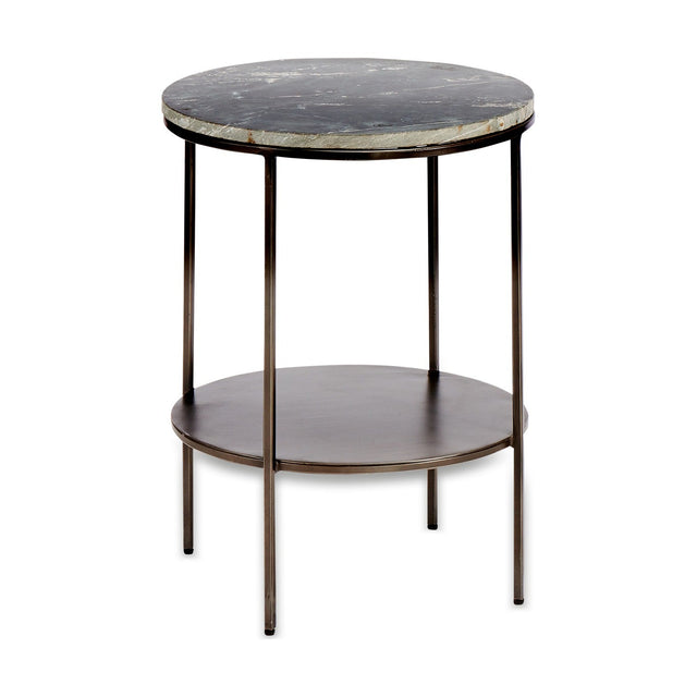 Karoko 2 Tier Round Marble Side Table - Black