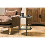 Karoko 2 Tier Round Marble Side Table - Black