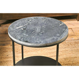 Karoko 2 Tier Round Marble Side Table - Black