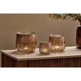 Konara Medium Glass Tealight Holder - Copper Smoke