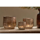 Konara Medium Glass Tealight Holder - Copper Smoke
