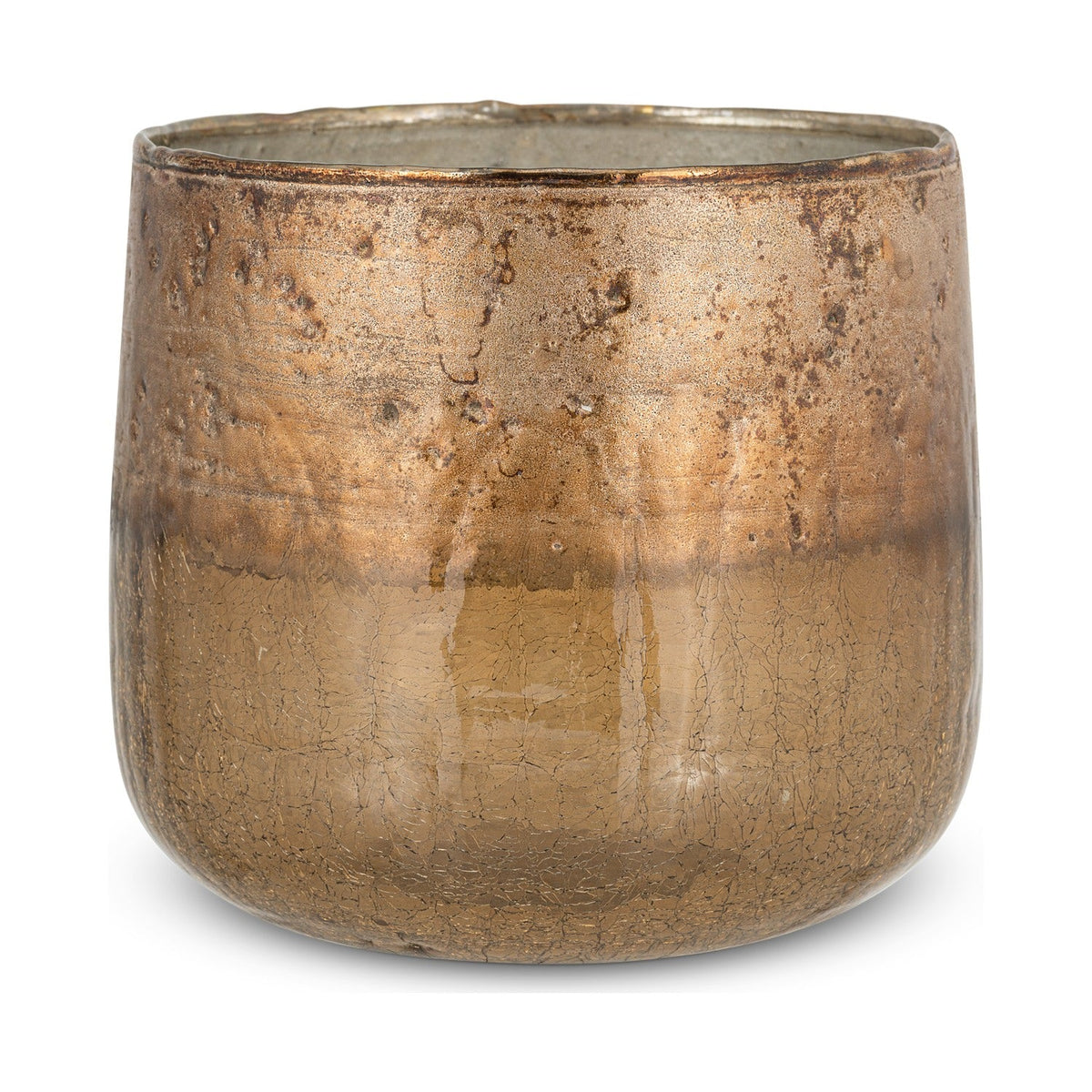 Konara Large Glass Tealight Holder - Copper Smoke