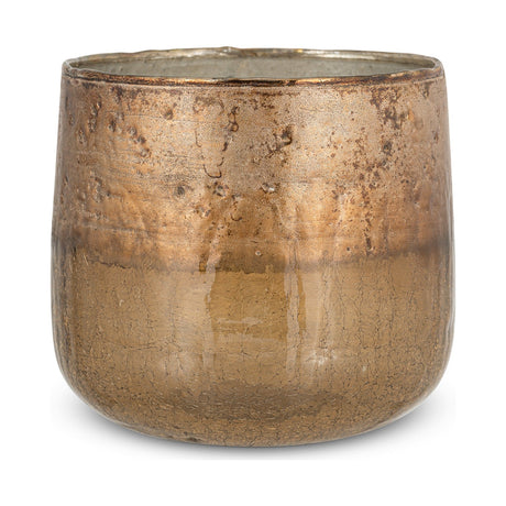 Konara Large Glass Tealight Holder - Copper Smoke