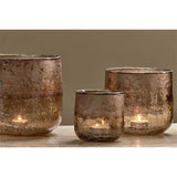 Konara Large Glass Tealight Holder - Copper Smoke