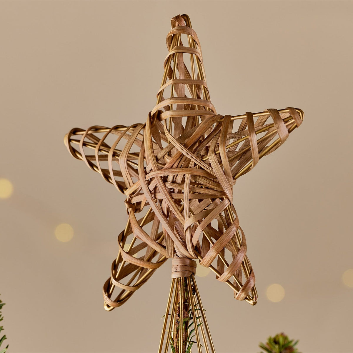 Katana Cane Star Christmas Tree Topper - Natural