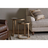 Khidki Glass Top Nest of 2 Side Tables - Antique Brass