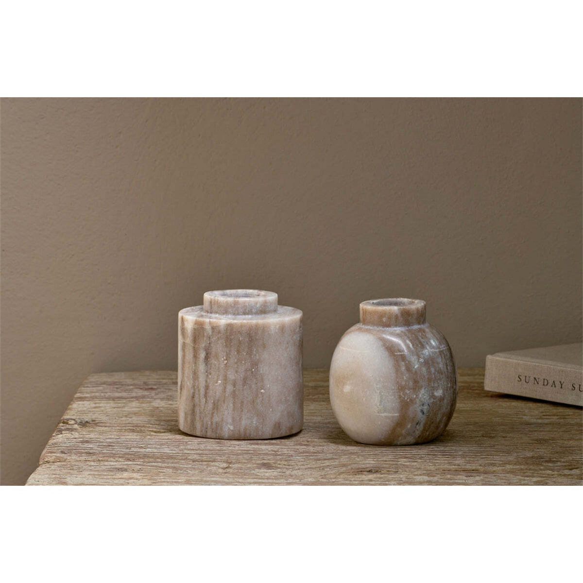 Khari Round Marble Vase - Beige
