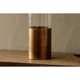 Khila Glass Vase - Clear & Antique Brass