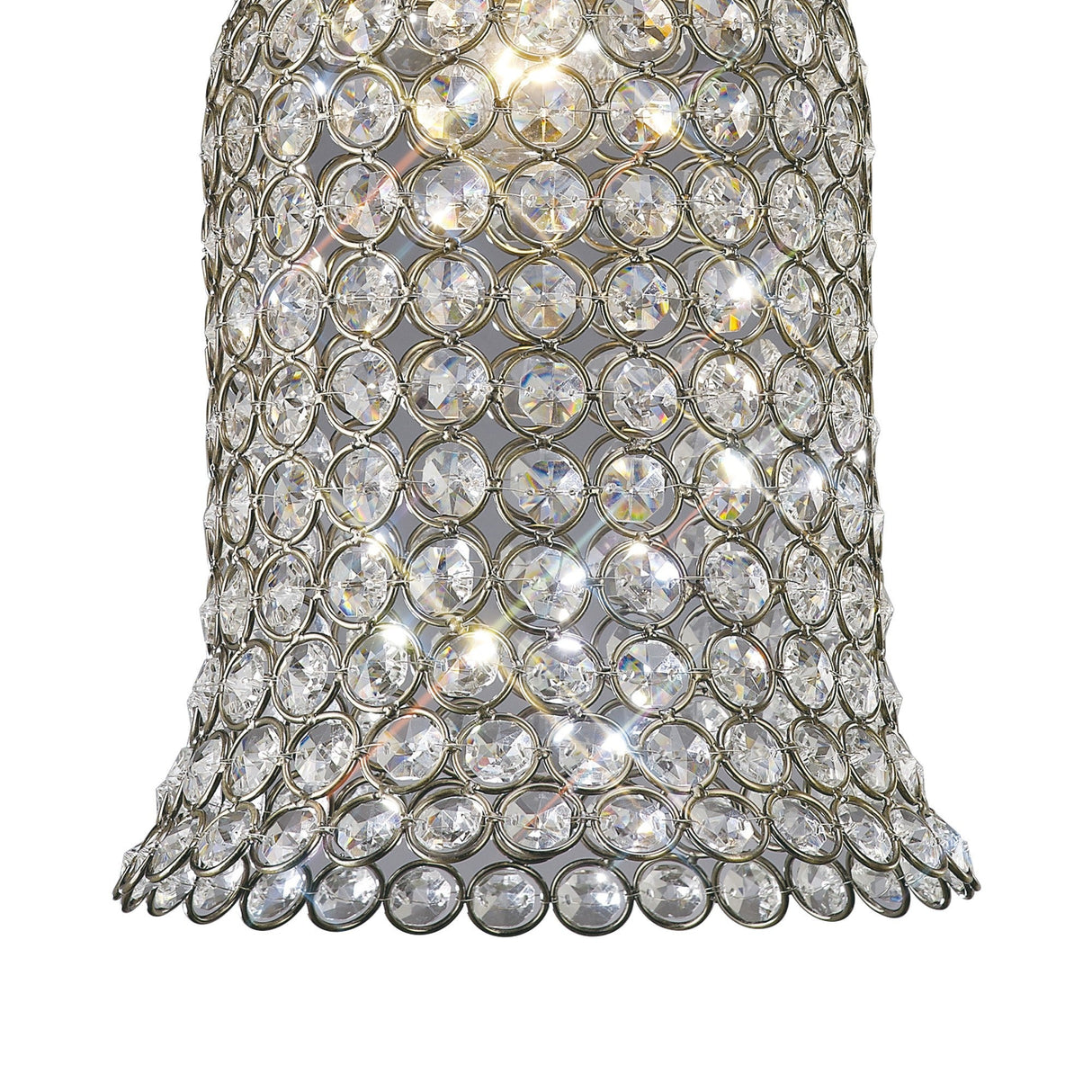 Kudo Crystal Bell Crystal Lampshade - Antique Brass