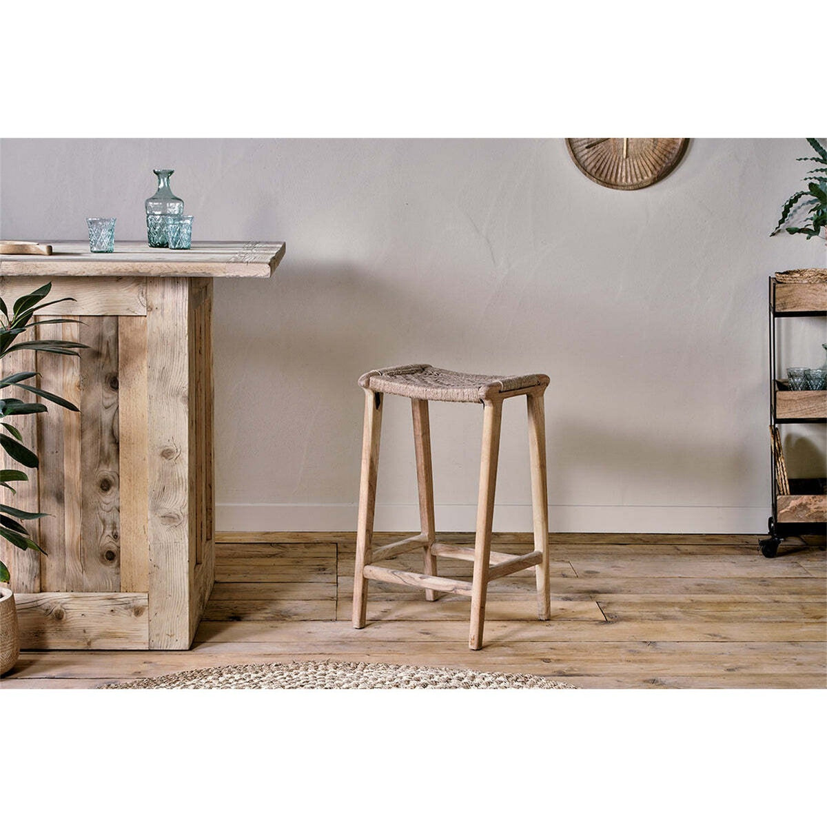 Vinay Woven Backless Counter Stool - Natural