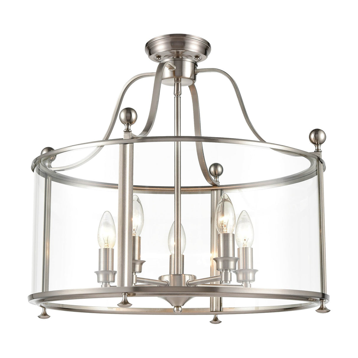 Drayton 5 light pendant light in satin nickel finish