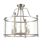 Drayton 5 light pendant light in satin nickel finish