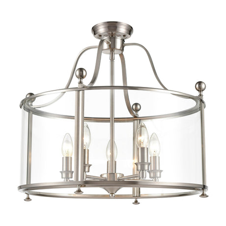 Drayton 5 light pendant light in satin nickel finish